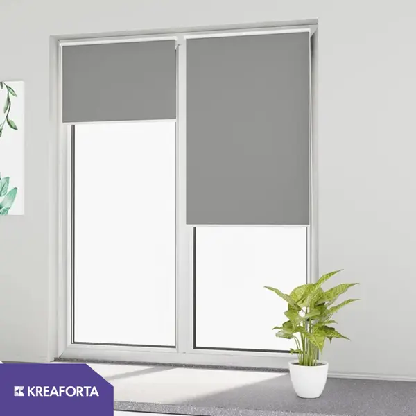 Рулонная штора блэкаут KREAFORTA Vorga 120x160 см серая