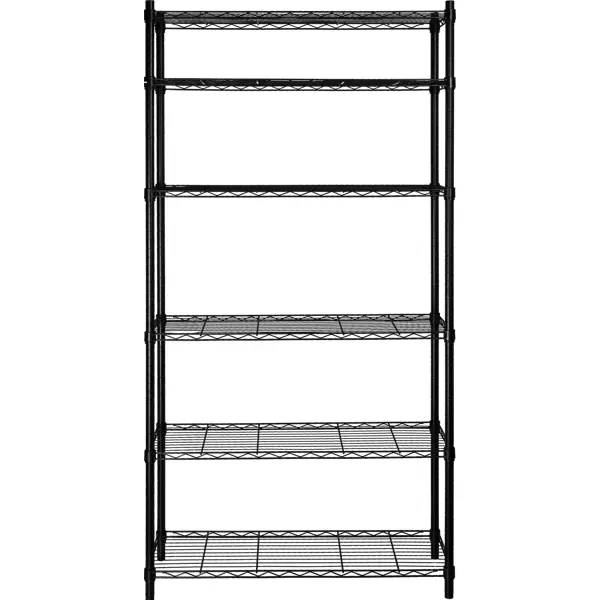 Стеллаж сетчатый металл 6 полок 90x180x35 см цвет черный нагрузка на полку 50 кг