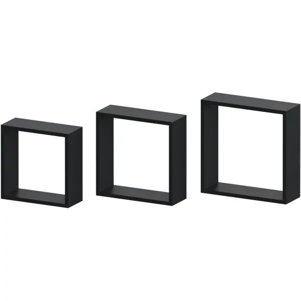 Полка настенная Spaceo 24x24 см/27x27 см/30x30 см МДФ цвет чёрный 3 шт