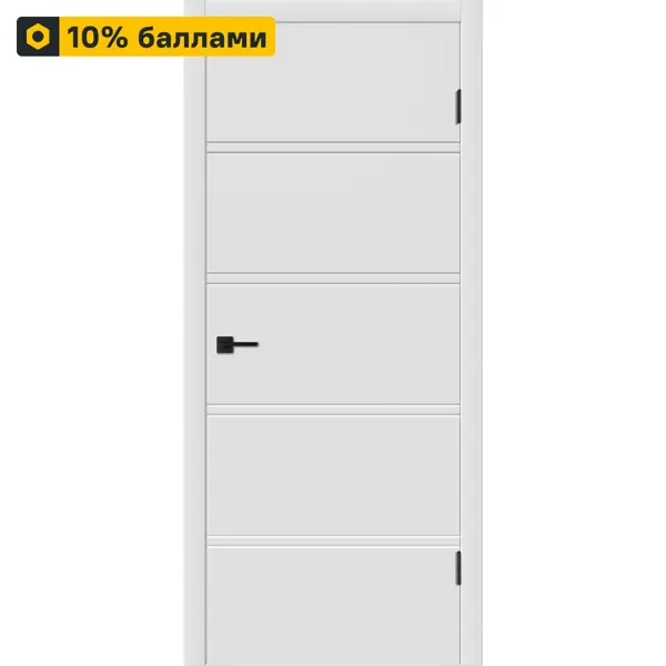 Дверь межкомнатная глухая с замком и петлями в комплекте Бостон Х 60x200 см эмаль белый
