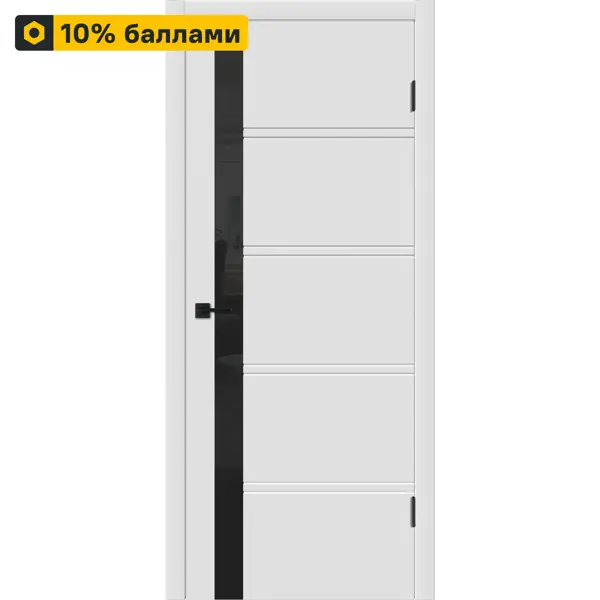 Дверь межкомнатная остекленная с замком и петлями в комплекте Бостон Х 60x200 см эмаль белый