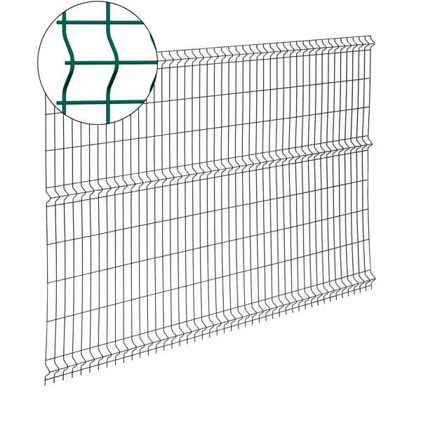 3D панель для забора Grand Line Light 2.5x1.73 м оцинкованный зеленый RAL 6005 3 ребра