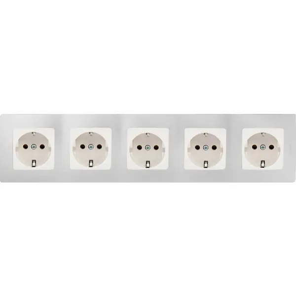 Рамка для розеток и выключателей Legrand Etika 5 постов цвет алюминий