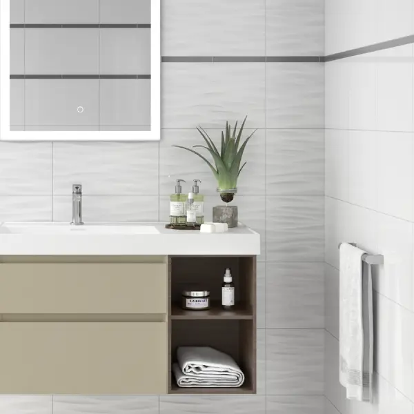 Плитка настенная Artens Вега 25x40 см 1.1 м² цвет белый глянцевый