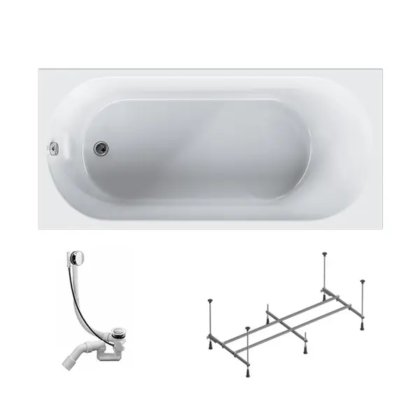 Ванна AM.PM Moxie W9MA-150-070W-A2ROFL акриловая 150x70 см каркас и сифон в комплекте
