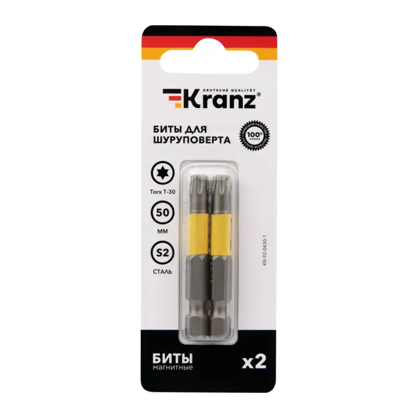 Бита магнитная Kranz T30x50 мм, 2 шт.