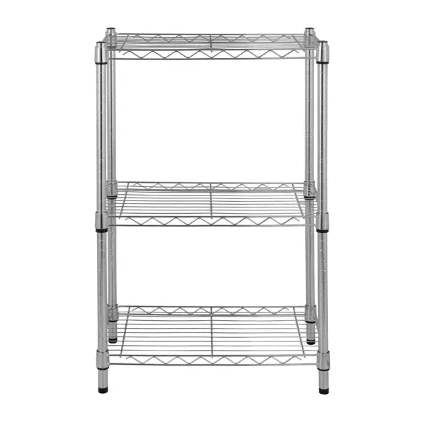 Стеллаж сетчатый металл 3 полки 60x90x35 см цвет хром нагрузка на полку 50 кг