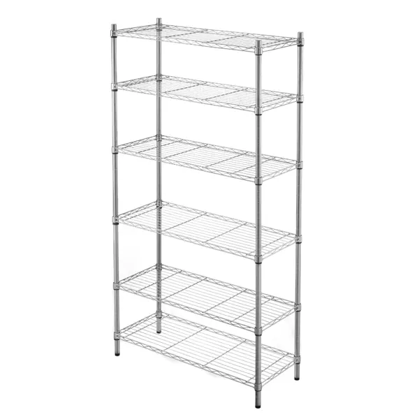Стеллаж сетчатый металл 6 полок 90x180x35 см цвет хром нагрузка на полку 50 кг