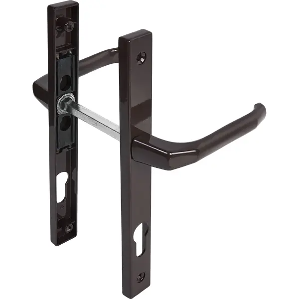 Ручка дверная для узкопрофильных замков на планке 26x85 мм, цвет коричневый