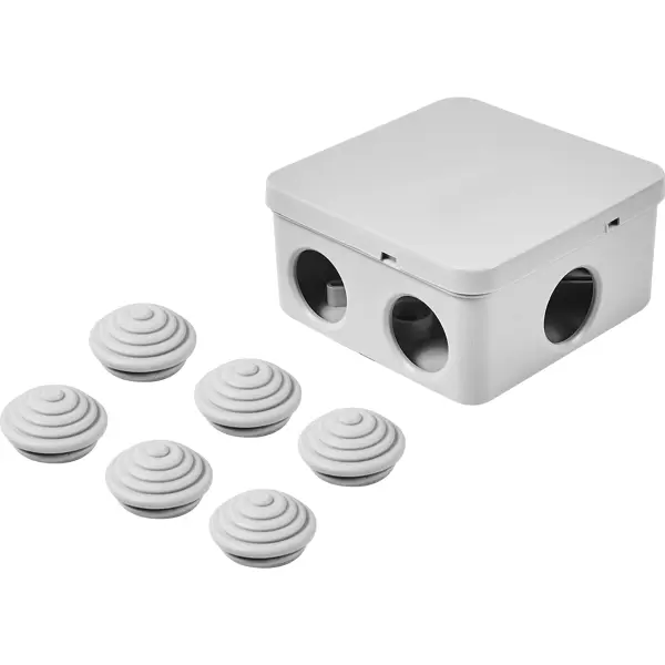 Коробка уравнивания потенциалов открытая Lexman 85x85x40 мм 6 вводов IP55 цвет серый
