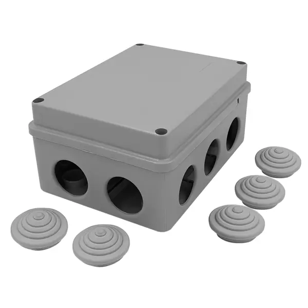 Распределительная коробка открытая LEXMAN D 150x110x70 мм 10 вводов IP55 цвет серый