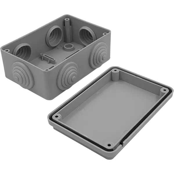 Распределительная коробка открытая LEXMAN D 120x80x50 мм 6 вводов IP55 цвет серый