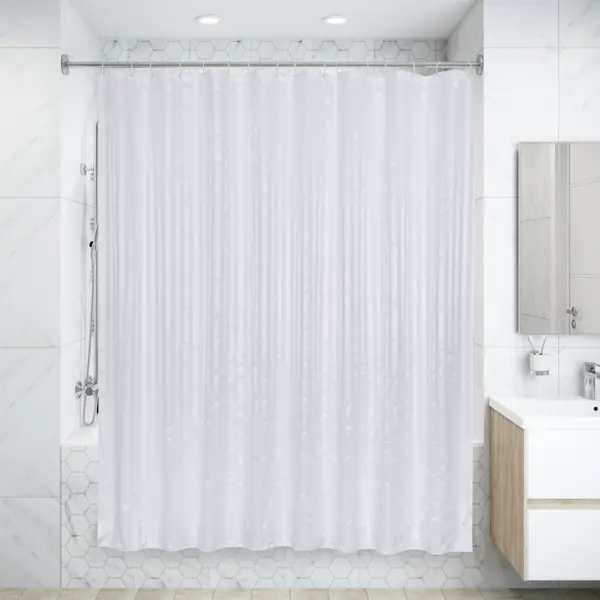 Штора для ванной Bath Plus 240x200 см полиэстер цвет белый