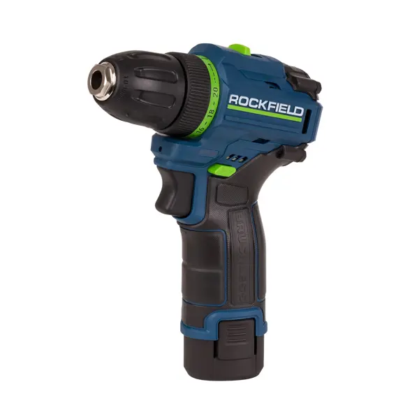 Дрель-шуруповерт аккумуляторная бесщеточная Rockfield RF1002BK, 12 В Li-ion 2x2 Ач