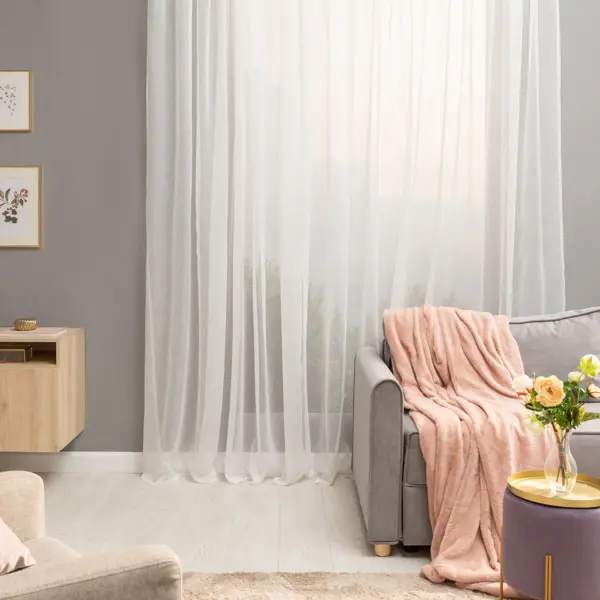 Тюль на ленте Inspire Softy 500x280 см цвет кремовый