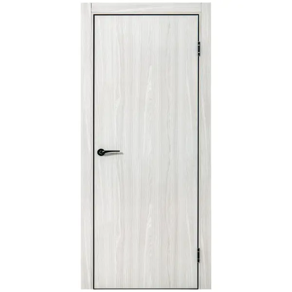 Дверь межкомнатная глухая Борно 50 60x200 см цвет белый дуб с замком и петлями