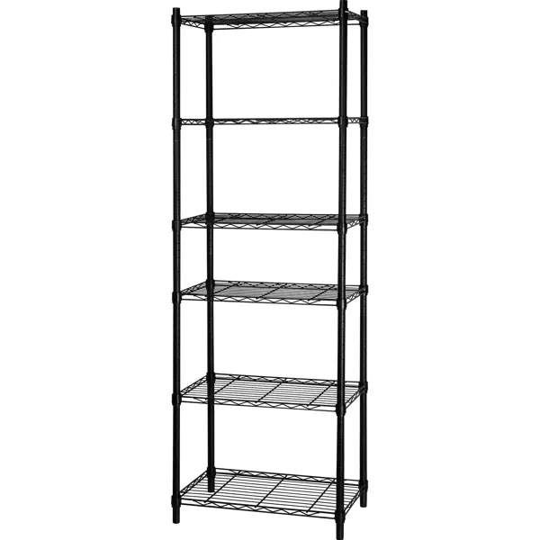 Стеллаж сетчатый металл 6 полок 60x180x35 см цвет черный нагрузка на полку 50 кг