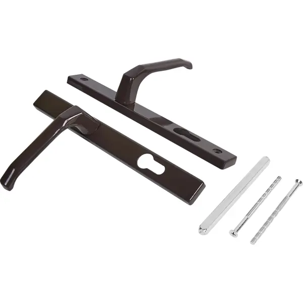 Ручка дверная для узкопрофильных замков на планке 26x85 мм, цвет коричневый