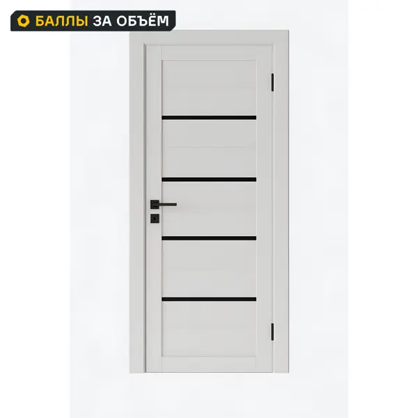 Дверь межкомнатная со стеклом Корса 70x200 см Hardflex цвет белый с замком и петлями