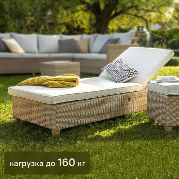 Шезлонг Naterial Medena 200x69x94 см алюминий/искусственный ротанг бежевый