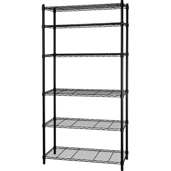 Стеллаж сетчатый металл 6 полок 90x180x35 см цвет черный нагрузка на полку 50 кг