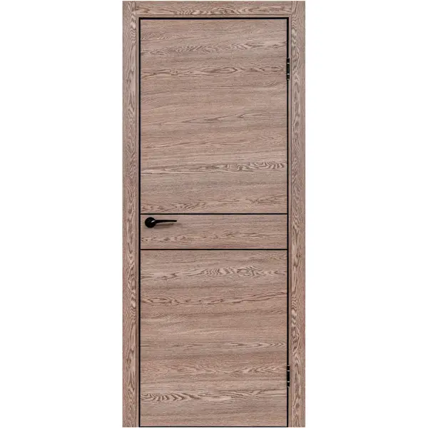 Дверь межкомнатная глухая Борно 52 80x200 см ПВХ цвет тобакко с замком и петлями