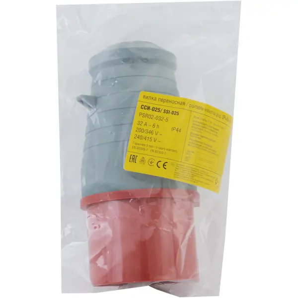 Вилка с заземлением IEK ноль 380 В 32 A цвет красный