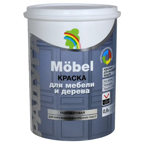 Краска ВД-АК 115 для мебели база А цвет белый 0.9 л