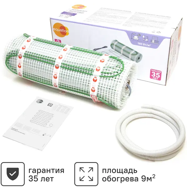 Нагревательный мат для теплого пола Equation 9 м2 1440 Вт