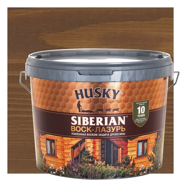 Воск-лазурь Husky Siberian полуматовый кофейное дерево 9