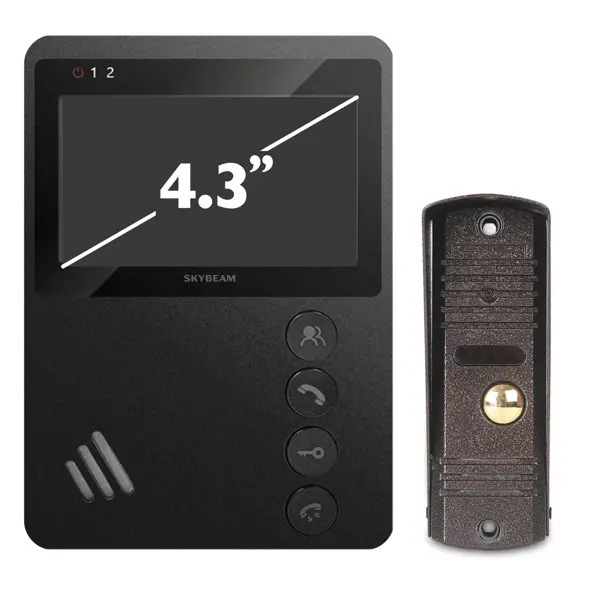 Комплект видеодомофона Skybeam 94402FA+ 94201- 600TVLBL 4.3" цвет черный