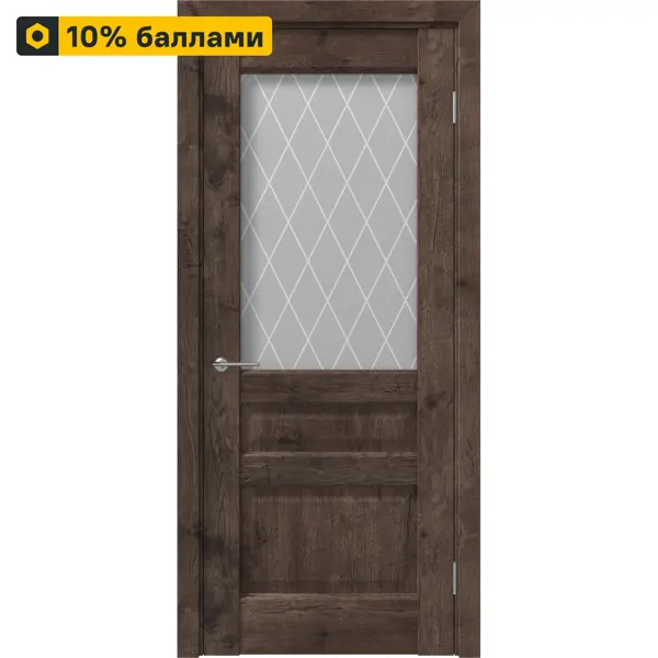 Дверь межкомнатная со стеклом Магнолия 90x200 см ПВХ цвет акация темная с замком и петлями