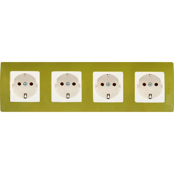 Рамка для розеток и выключателей Legrand Etika 4 поста, цвет зеленый папоротник