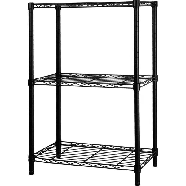 Стеллаж сетчатый металл 3 полки 60x90x35 см цвет черный нагрузка на полку 50 кг
