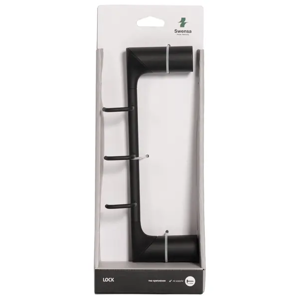 Вешалка Swensa Lock SWR-6600-10-BLK, нержавеющая сталь, 3 крючка, цвет черный
