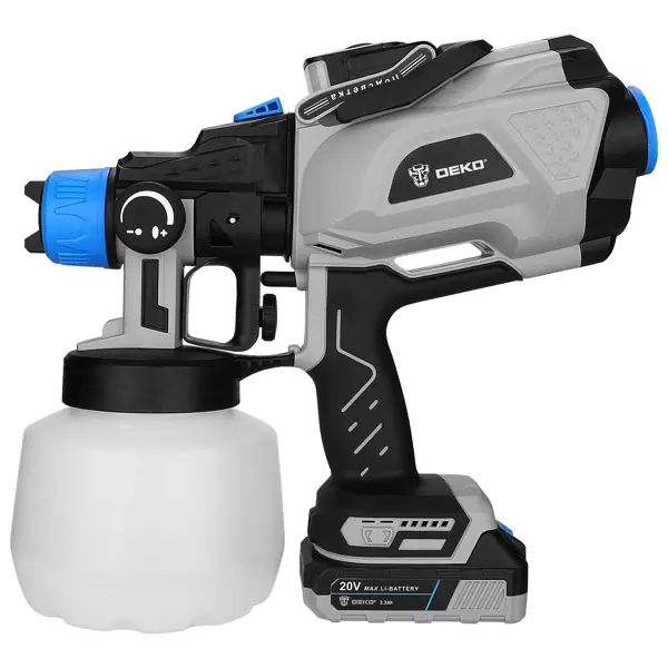 Краскопульт аккумуляторный Deko DSG20K2 Pro, 20 В Li-ion 2.3 Ач, 0.6 л/мин