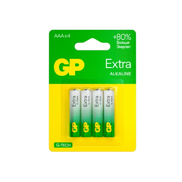 Батарейка GP Extra G-Tech алкалиновая LR03 AAA 4 шт.