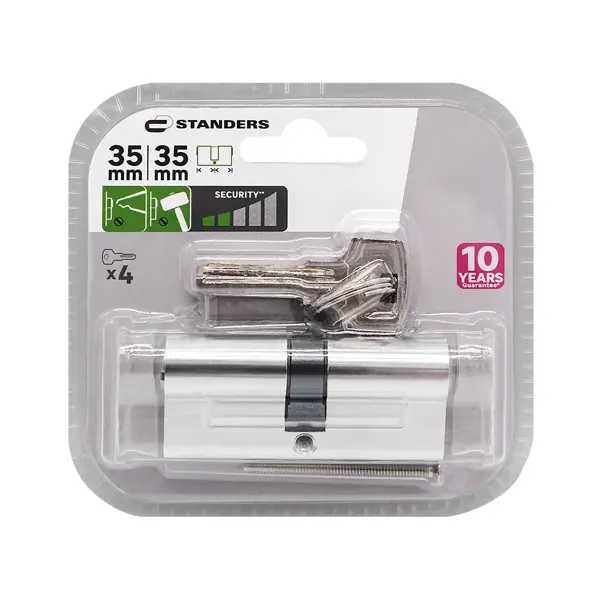 Цилиндр Standers TTAL1-3535CR, 35x35 мм, ключ/ключ, цвет хром
