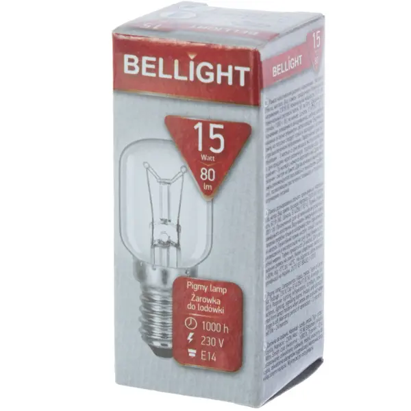 Лампа накаливания для холодильника Bellight E14 15 Вт свет тёплый белый