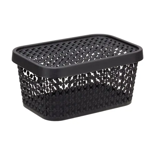 Коробка с крышкой Пирула 19x13x9 см 1.5 л прямоугольная цвет черный