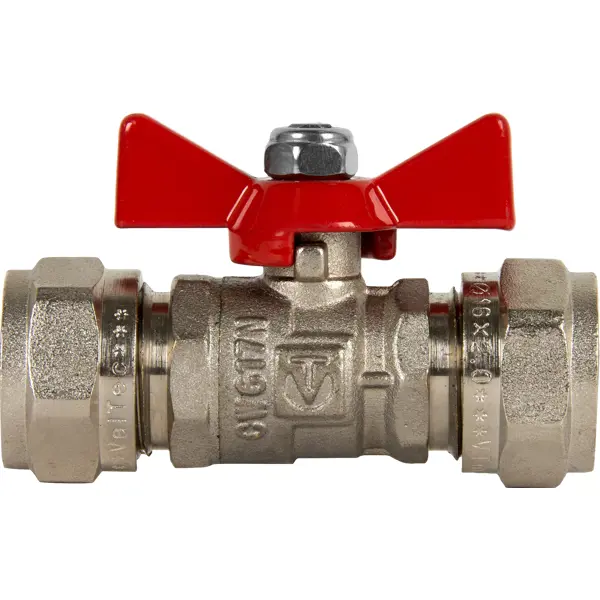 Кран шаровой прямой Valtec PN25 16 мм латунь ручка бабочка VT.343.N.1616