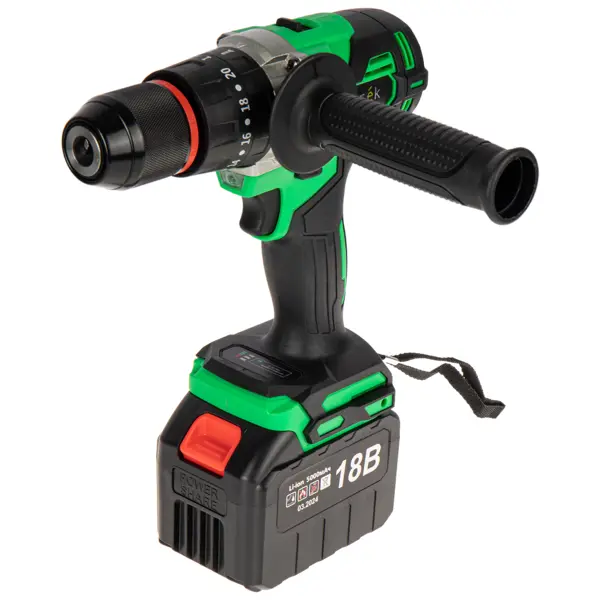 Дрель-шуруповерт аккумуляторная ударная бесщеточная Zitrek Green Impact 084-1072, 18 В Li-ion 2x5 Ач