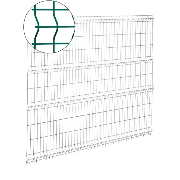 3D панель для забора Grand Line Light 2.5x2.03 м полиэстр RAL 6005 4 ребра