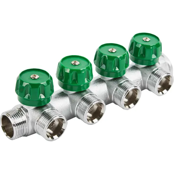 Коллектор регулирующий Stout на 4 отвода 3/4"x3/4" латунь