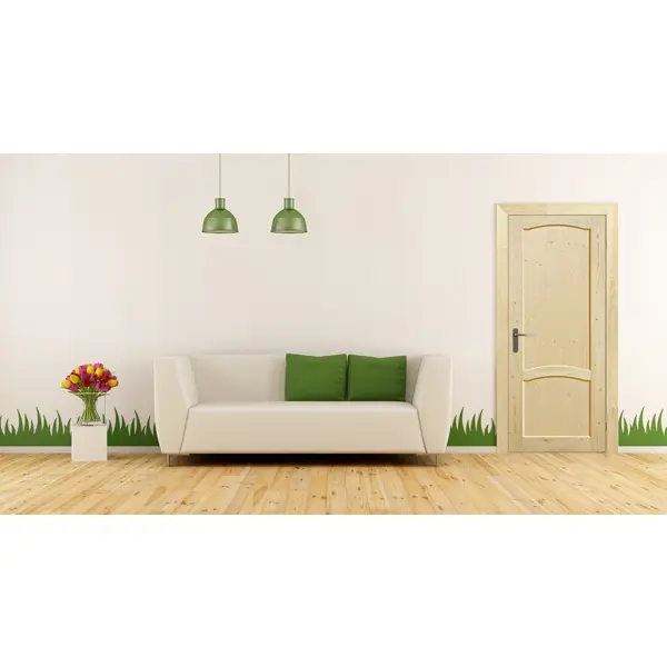 Дверь межкомнатная глухая массив дерева 70x200 см без покрытия цвет натуральный без замка, без петель